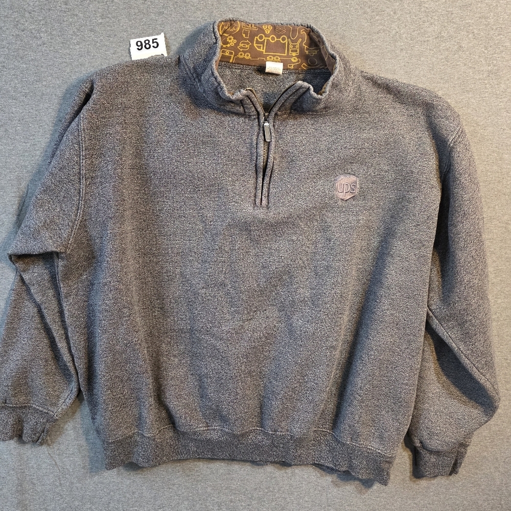 Gray Quarter Zip Men's Sweater XL UPS Heavy. Delivery Gig. Workwear